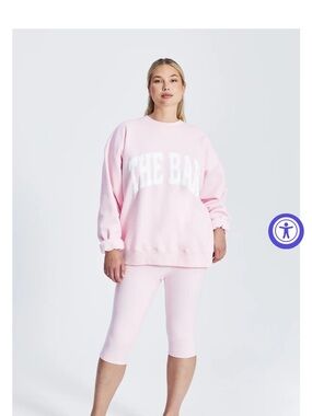 Set of 2 Oversized Pink 'THE BAR' Crewneck Sweatshirt
